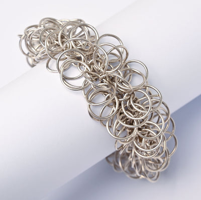 Tane Circles Silver Bracelet with interlinking sterling silver circles.