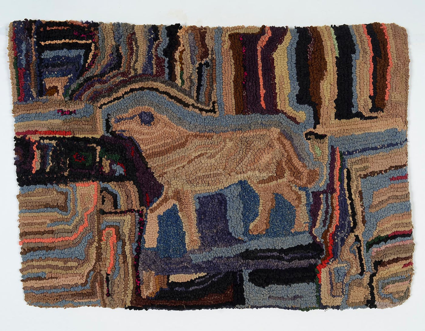 Hound Dog Hooked Rug: Circa 1920; Pennsylvania