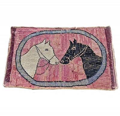 Horseheads Hooked Rug: Circa 1920; Pennsylvania