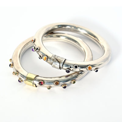 Silver and Gemstone Bangle Bracelets by Elizabeth Prior