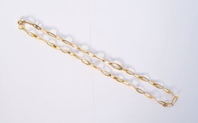 Navette Shape Gold Links Necklace