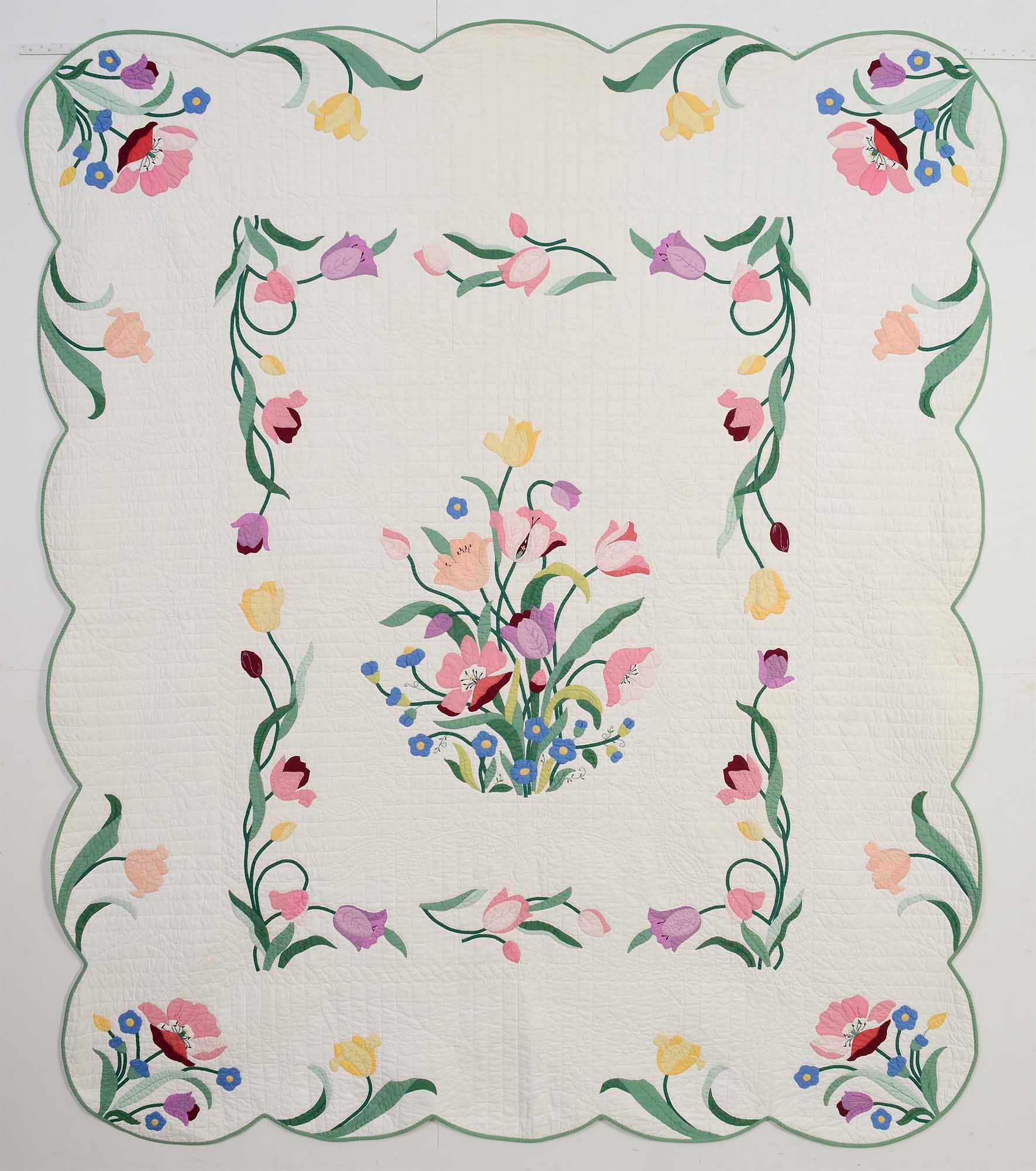 Pair of Floral Applique Quilts: Circa 1930