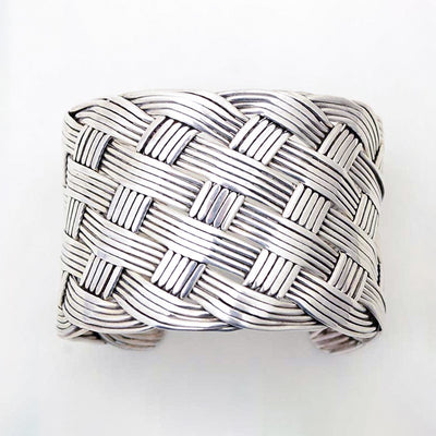 top-view-of-braided-silver-cuff-bracelet-item-1201136