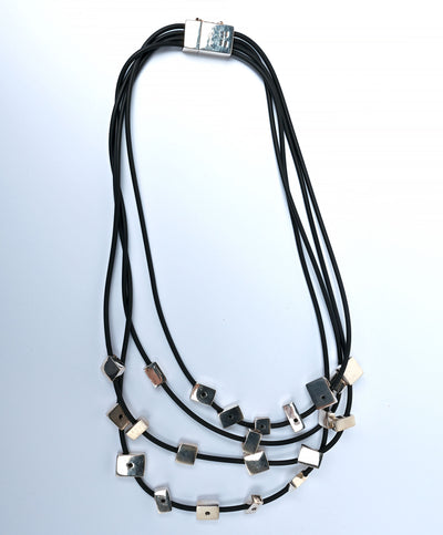 Tane Sterling Silver and Rubber Multistrand Necklace