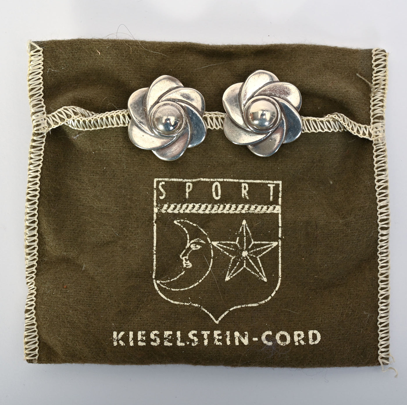 Kieselstein Cord Silver Stylized Flower Earrings