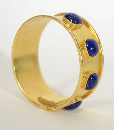 Elizabeth Locke Lapis Lazuli Wide Gold Bracelet