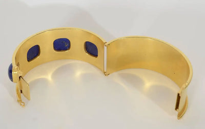 Elizabeth Locke Lapis Lazuli Wide Gold Bracelet