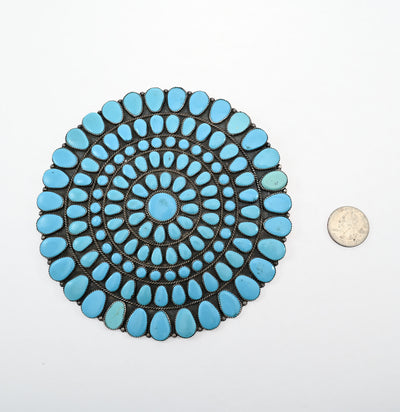 Navajo Turquiose and Silver Medallion Pendant/ Brooch
