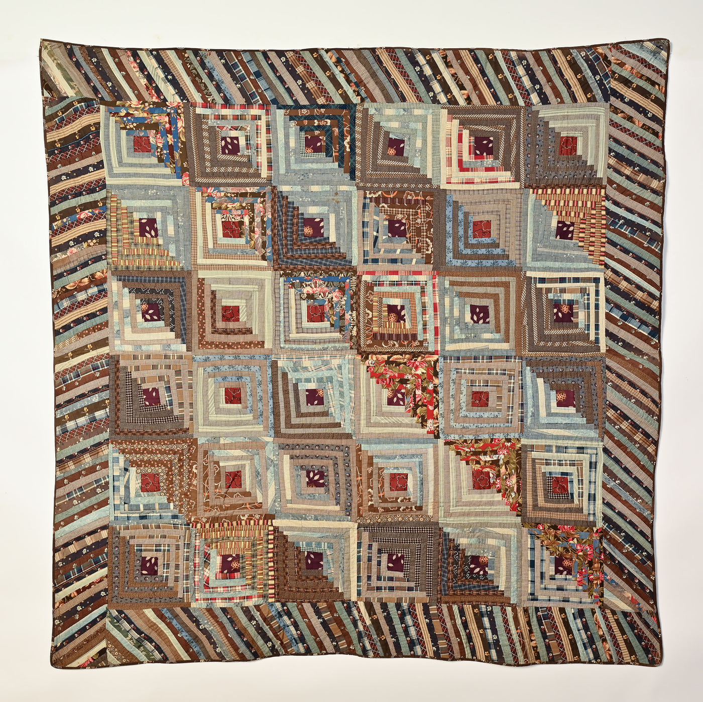 Straight Furrows Log Cabin Quilt