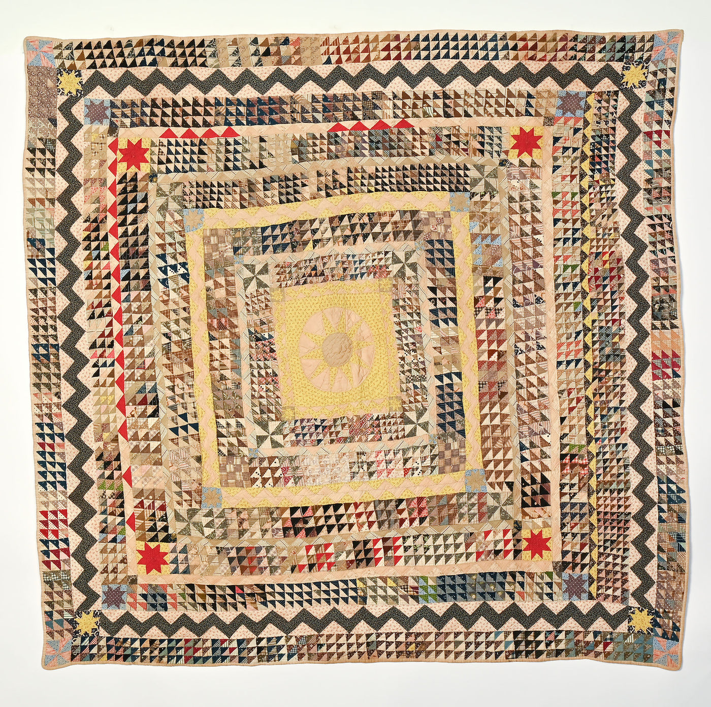 Concentric Frames Quilt with Sunburst Center