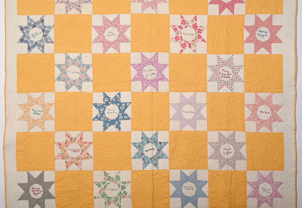 Antique Vintage sale Multi Colored Quilt 5.5 C 6 Ft Hand Stitched Star Orange