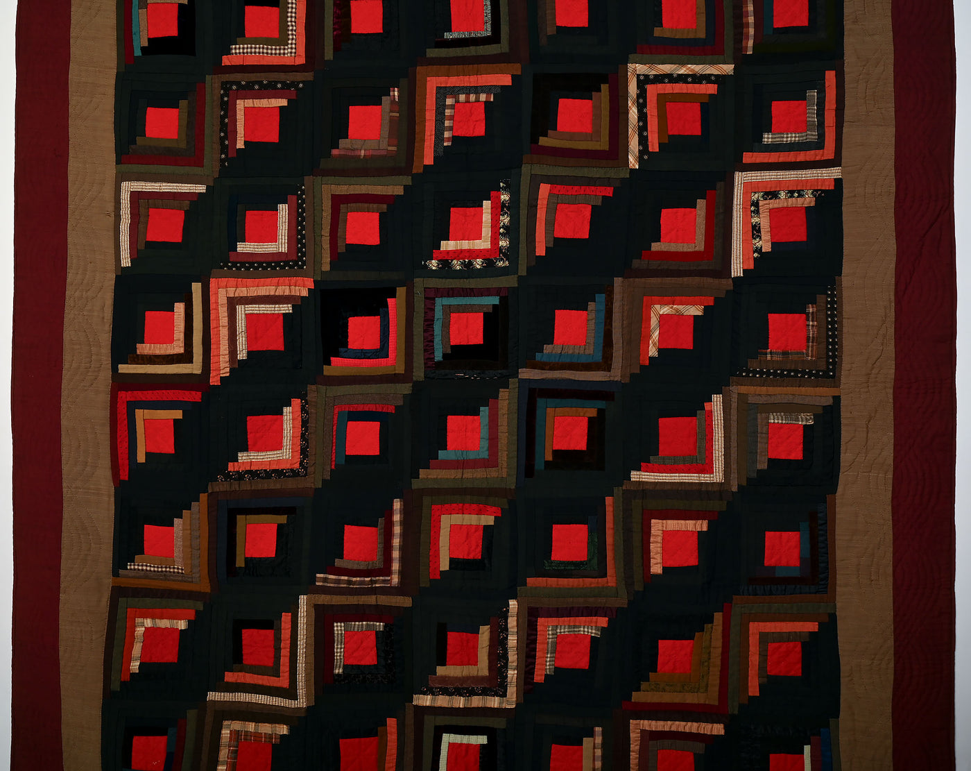 Straight Furrows Log Cabin Quilt