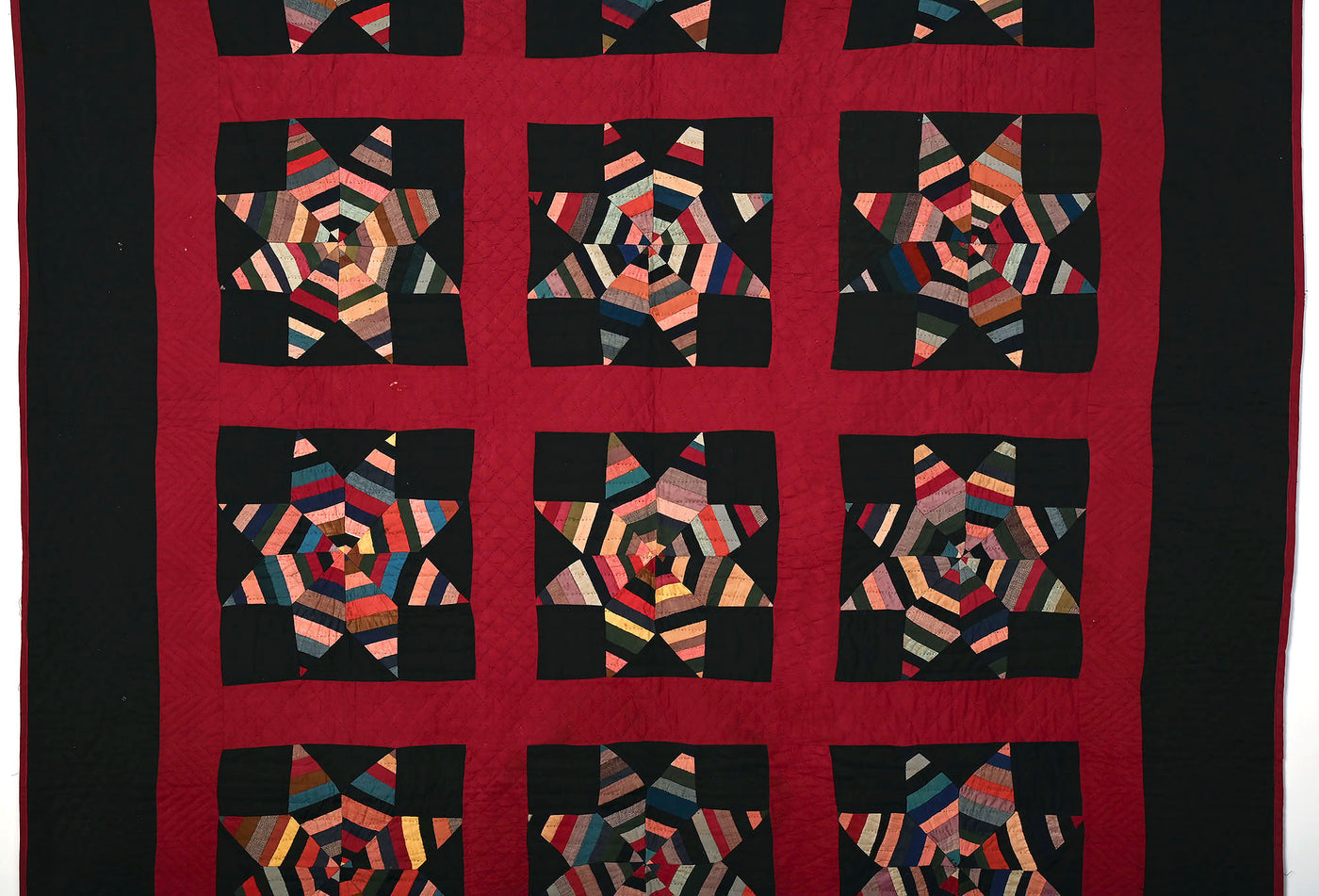 Amish String Stars Quilt Dated 1898