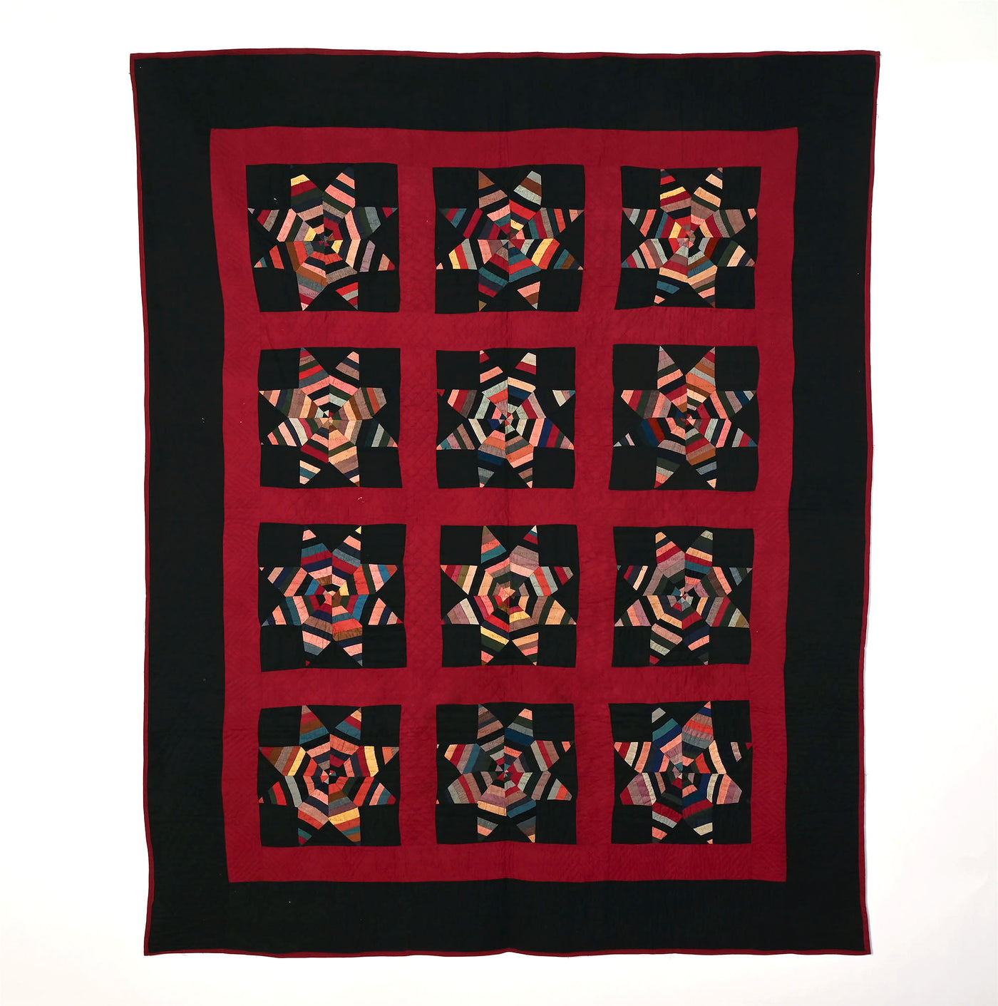 Amish String Stars Quilt Dated 1898