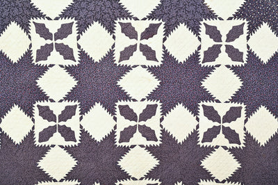 Feathered Stars Quilt in unusual Purple Calico Fabrics