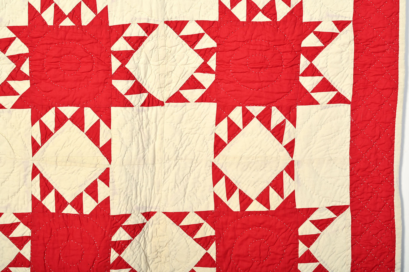 Red Feathered Stars Quilt