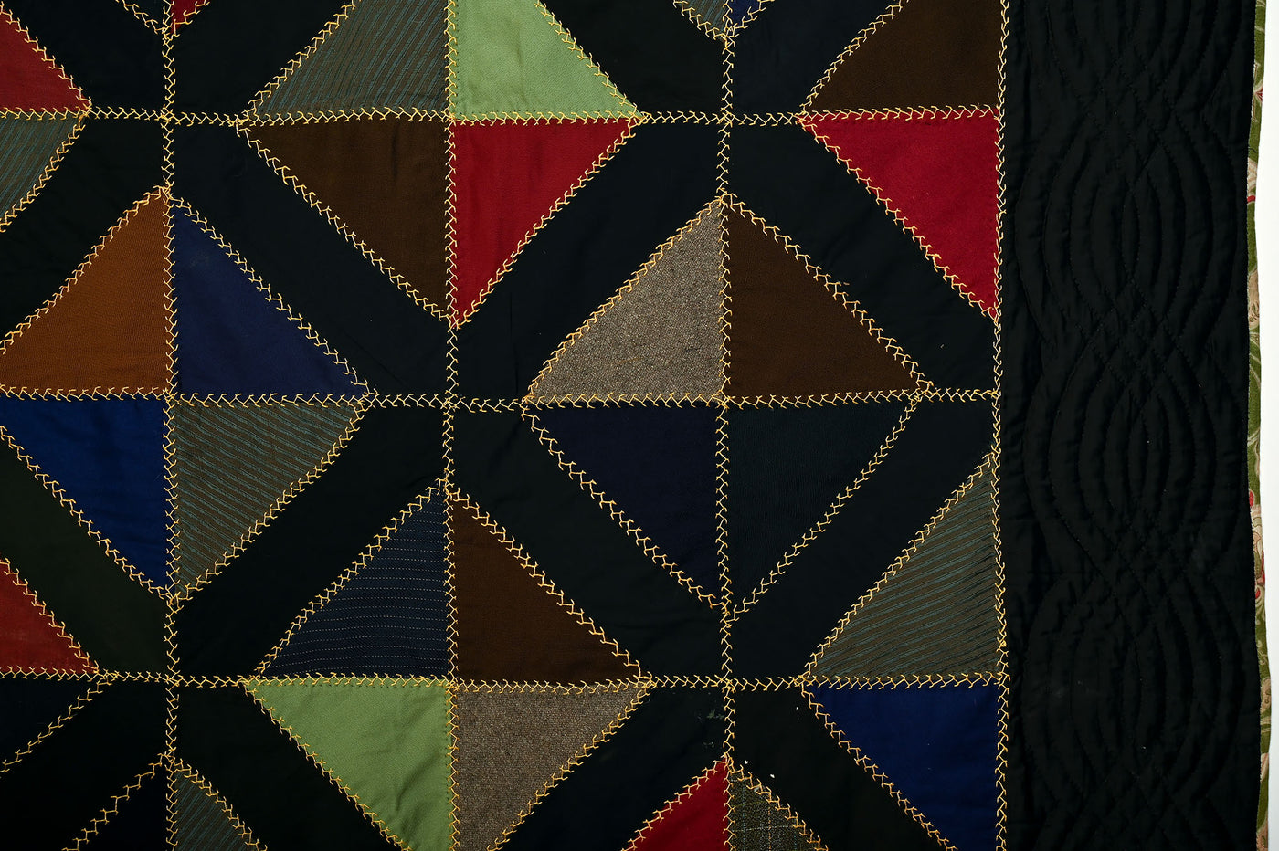Light and Dark Diamonds Quilt with Embroidery