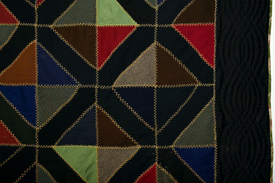 Light and Dark Diamonds Quilt with Embroidery