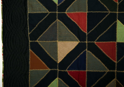 Light and Dark Diamonds Quilt with Embroidery