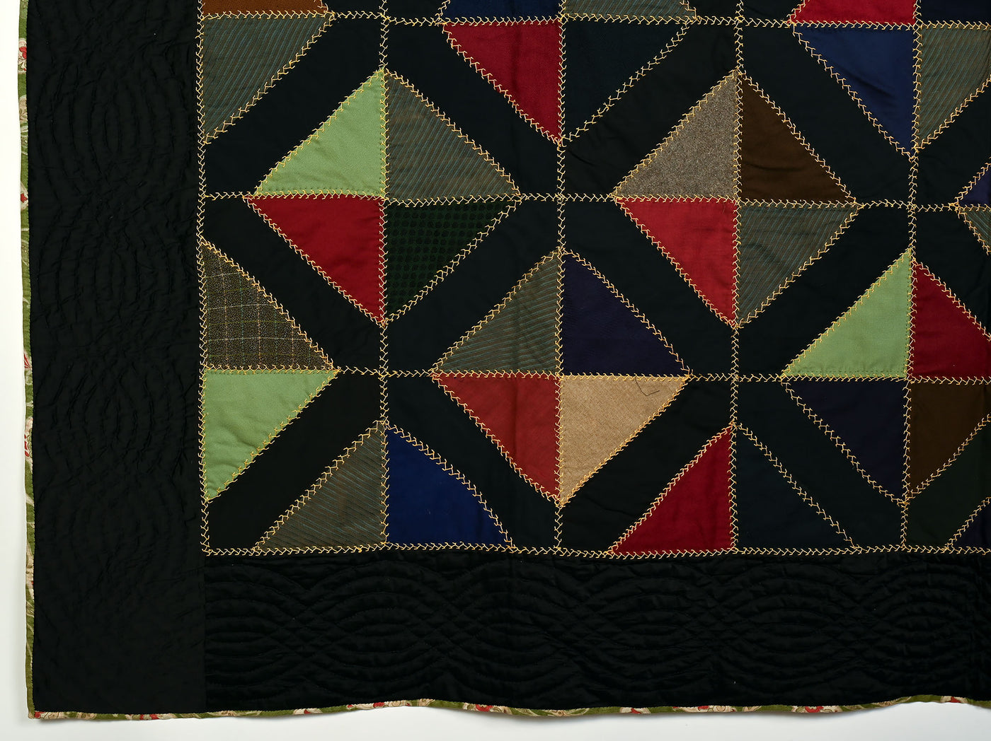 Light and Dark Diamonds Quilt with Embroidery