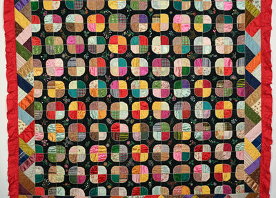 Satin Circles Quilt with Embroidery dated 1899