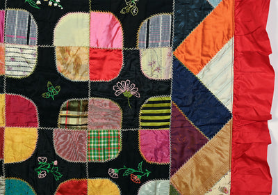 Satin Circles Quilt with Embroidery dated 1899