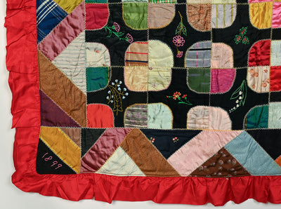 Satin Circles Quilt with Embroidery dated 1899