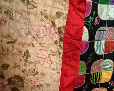 Satin Circles Quilt with Embroidery dated 1899