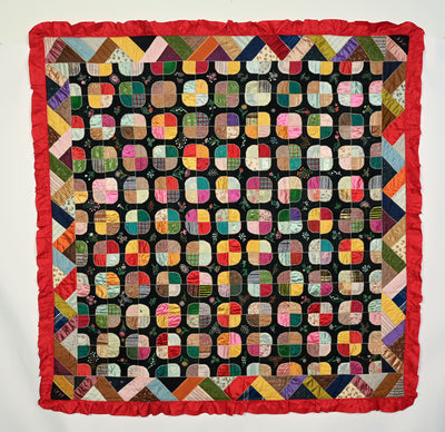 Satin Circles Quilt with Embroidery dated 1899