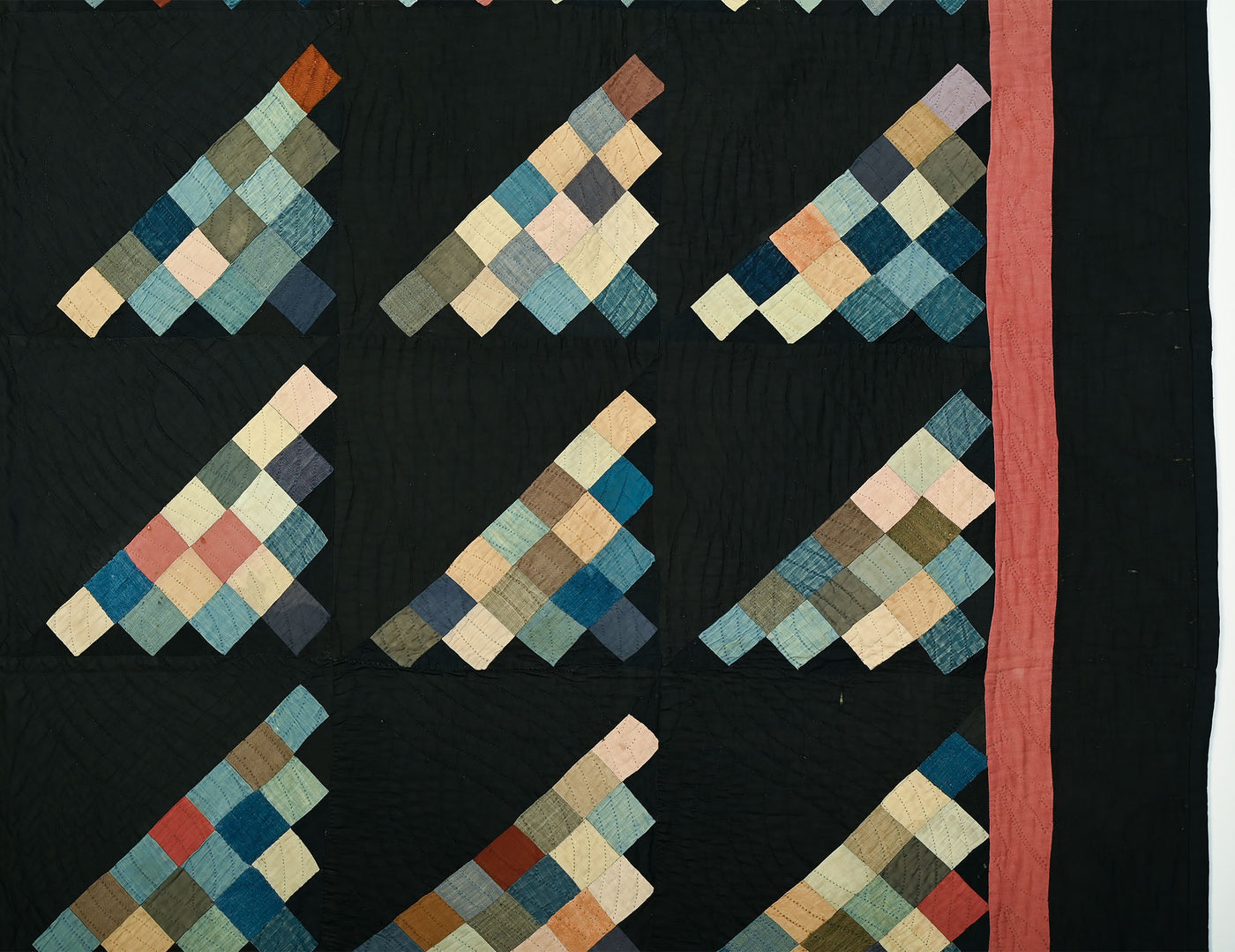 Ohio Amish 16 Patch on Diagonal Quilt