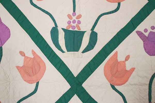 Tulip Bowl Quilt: Circa 1930; Pennsylvania