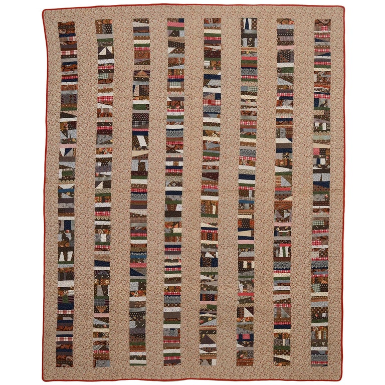 Light brown Chinese Coins Quilt: circa 1880 from Pennsylvania full view.
