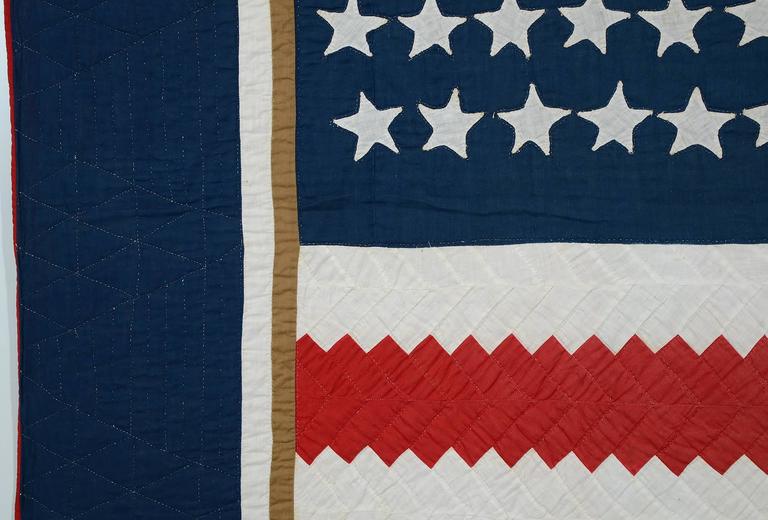 1922 Patriotic American Flag Quilt Titled "Stars and Stripes Forever"