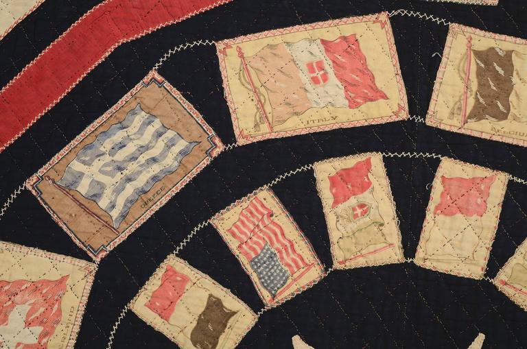Patriotic Tobacco Flannels Quilt: Circa 1910; Pennsylvania