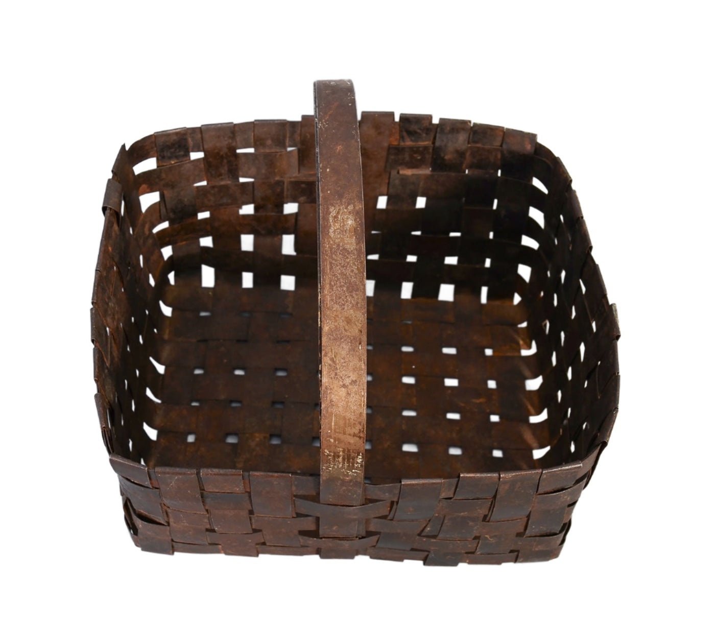1429417-antique-handmade-metal-woven-basket-2-top-view