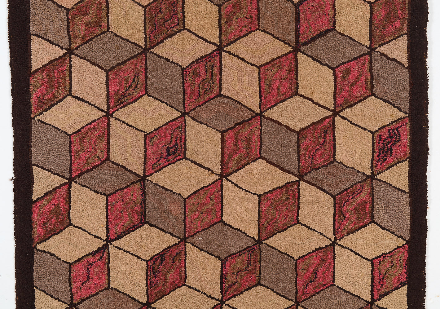 Tumbling Blocks Hooked Rug | Circa 1930 | Pennsylvania