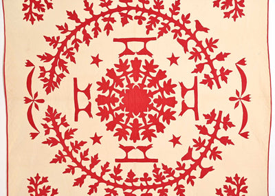 Center of tan and red quilt #1454002 - sold by Stella Rubin Antiques