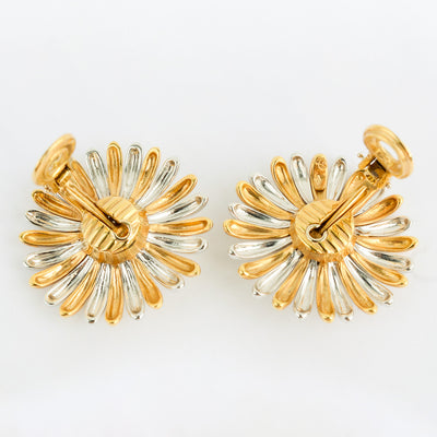 Back view of Sunflower Earrings by Ashland & Co. showing gold clasps.