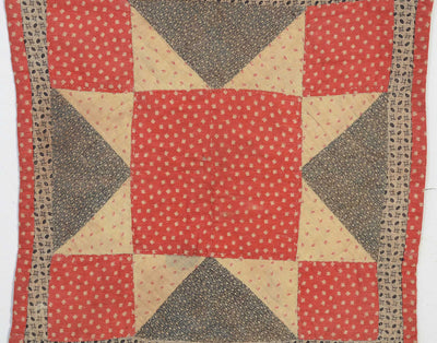 Center view of 19th century Evening Star Doll Quilt.