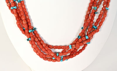 Native American Coral and Turquoise Necklace