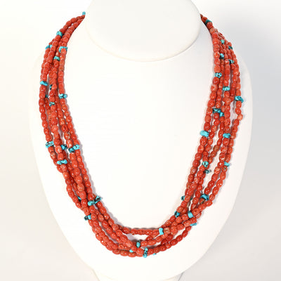 Native American Coral and Turquoise Necklace