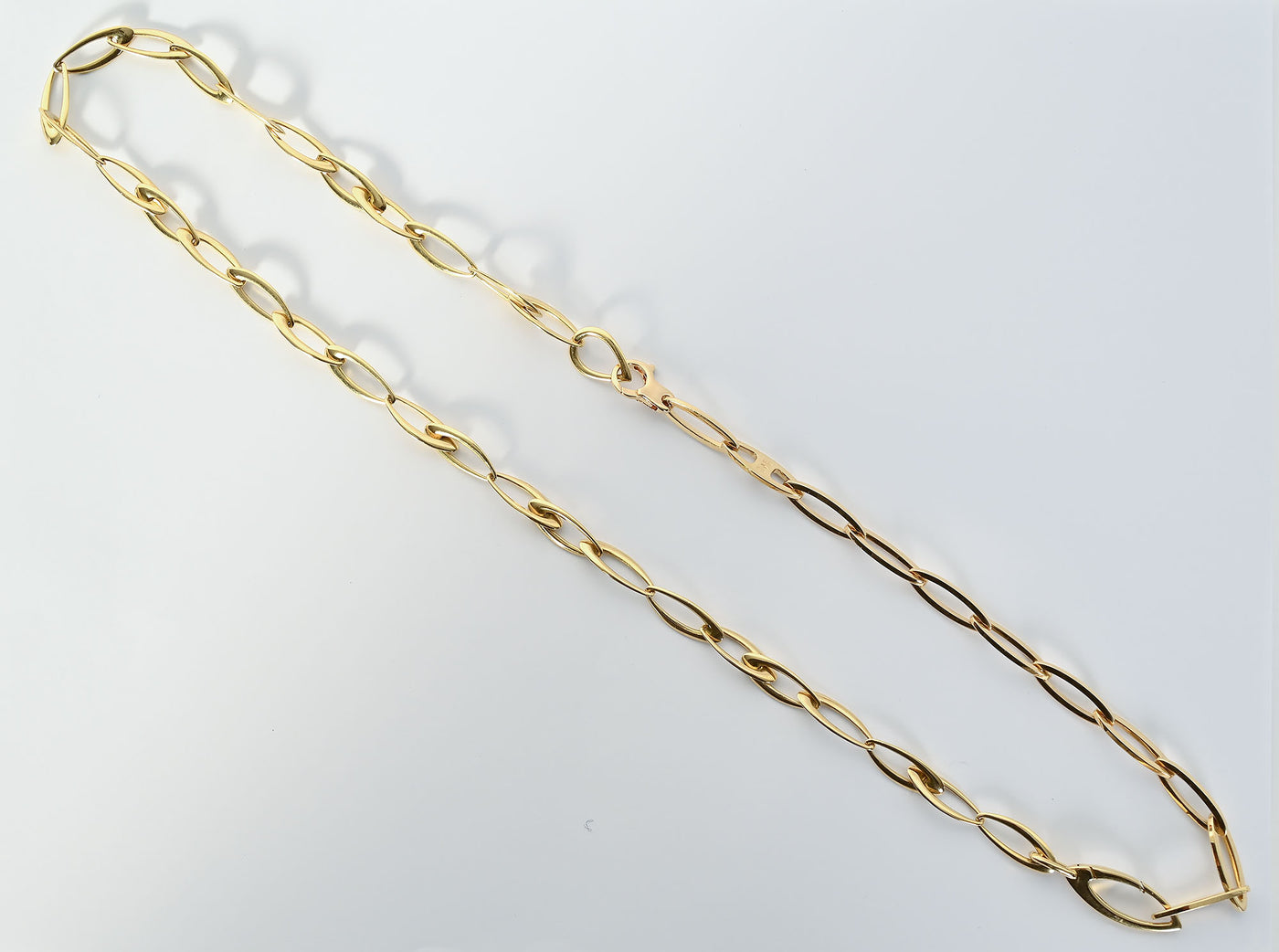 Navette Shape Gold Links Necklace