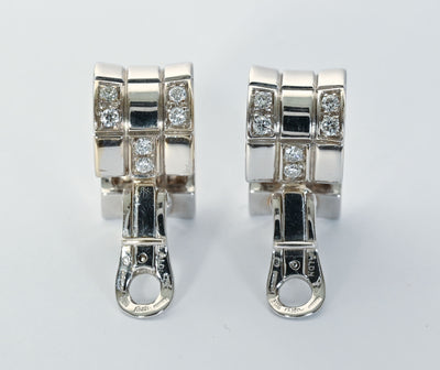 Asprey White Gold and Diamond Half Hoop Earrings