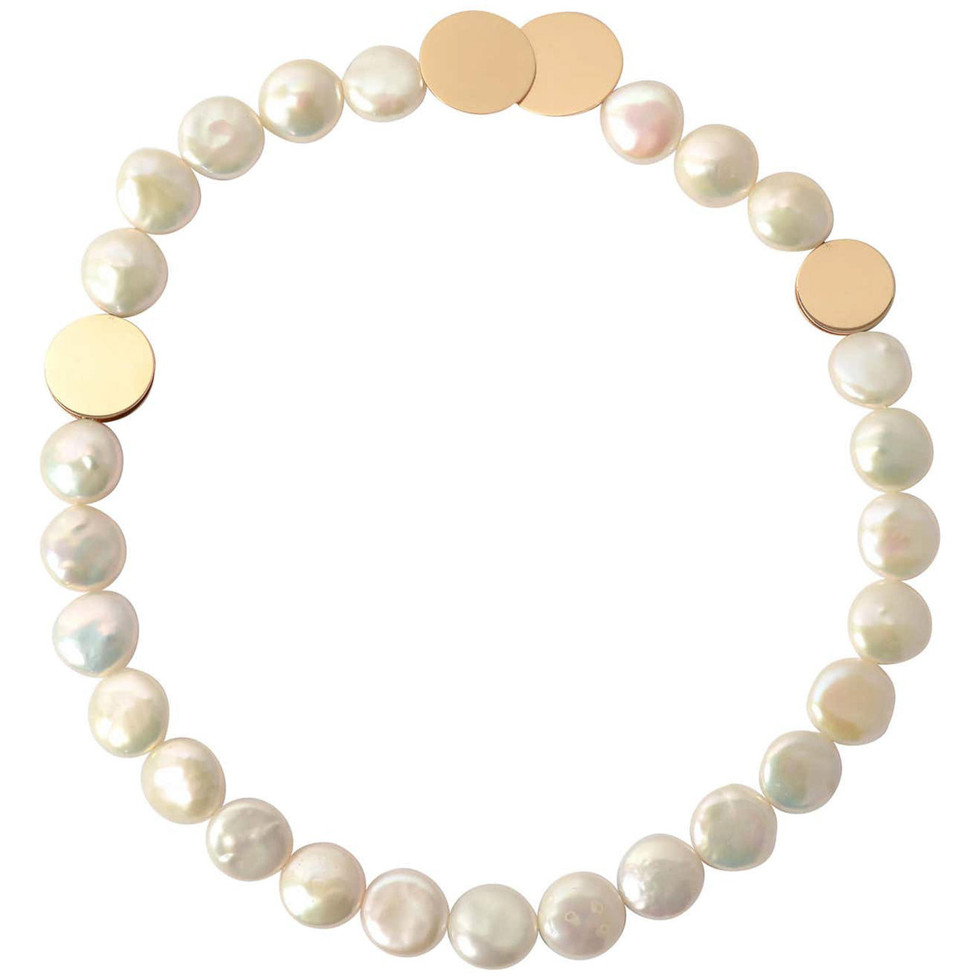 Betty Cooke Disc Pearl and Gold Medallion Choker Necklace