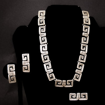 Margot de Taxco Silver Necklace, Earrings and Brooch