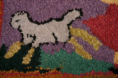 Mary Had a Little Lamb Hooked Rug: Circa 1930; Pa.