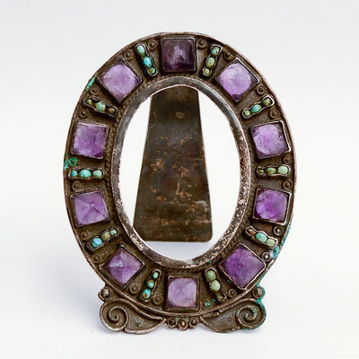 Matl Silver Picture Frame with Turquoise & Amethyst