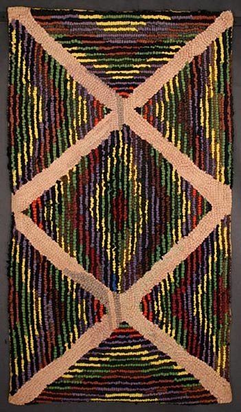 Mennonite Hooked Rug: Circa 1930; Ontario, Canada
