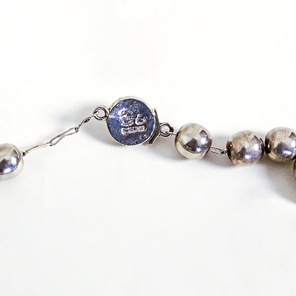 Vintage smooth sterling silver round beads, Mexico. 1940s-50s