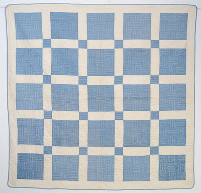 White and blue nine patch signature quilt-1392733.